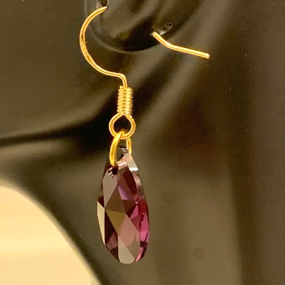 Swarovski amethyst crystal pear earrings